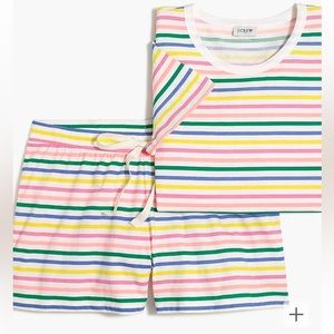J Crew Factory Striped jersey tee and short pajama set rainbow